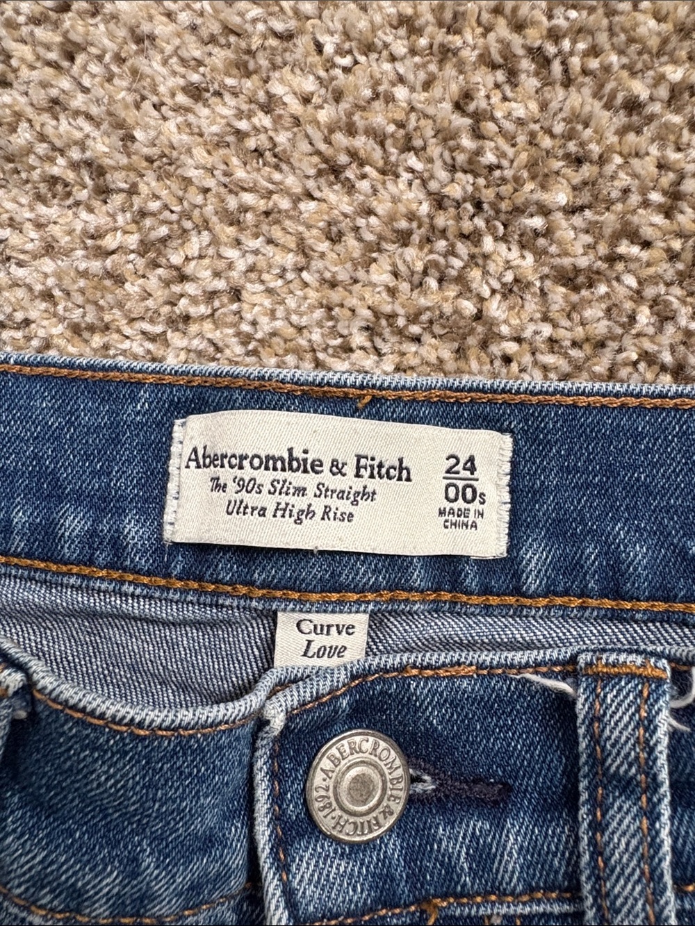 Abercrombie & Fitch Blue High-Rise Slim Straight Jeans - Short